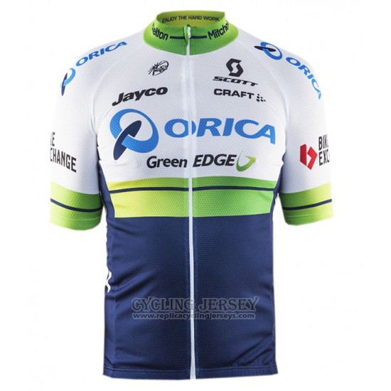 2016 Cycling Jersey Orica GreenEDGE White and Blue Short Sleeve and Bib Short